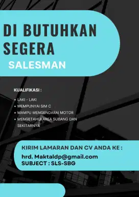 Di butuhkan Salesman