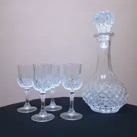 Dekanter Kristal Vintage dan 4 Gelas