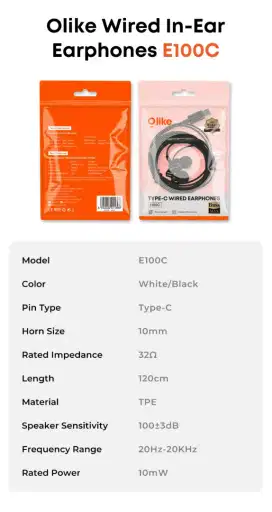 Headset kabel type C Merk OLIKE E20C