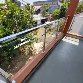 Reling balkon setainlis kaca tempred