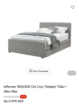 Informa 160x200 cm Livy Tempat Tidur - Abu