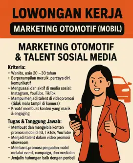LOWONGAN KERJA - MARKETING OTOMOTIF (MOBIL BEKAS)