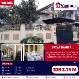 Rumah Hook Di Griya Shanta, Siap Huni, Dekat Jalan Soekarno Hatta