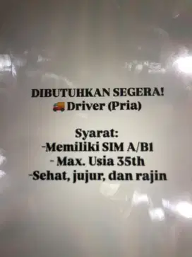Dibutuhkan sales dan driver