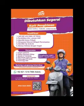 Lowongan kurir Motor Delivery & Pick up