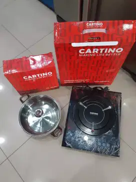 Kompor listrik induksi Cartino & panci induction cooker Slim, baru