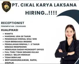DIBUTUHKAN SEGERA RECEPTIONIST