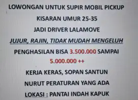 Lowongan kerja untuk driver mobil pickup