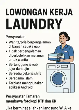 Lowongan laundry cilangkap dan cikaret