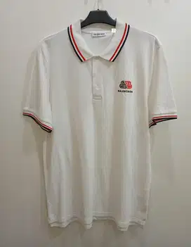 BALENCIAGA TEIN TIPPED WHITE POLO SHIRT