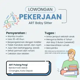 LOWONGAN ART BABYSITTER Pulang Pergi (Ciangka Depok)