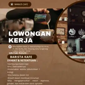 loker untuk posisi Barista wanita dan kitchen