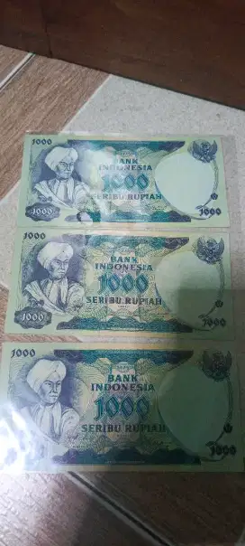 UANG 1000 DIPONEGORO 1975 KONDISI GRESS KATEGORI UNC