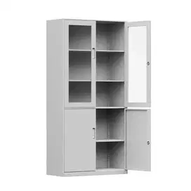 LEMARI ARSIP BESI 1/2 PINTU KACA & 1/2 PINTU PLAT (SWING / AYUN)