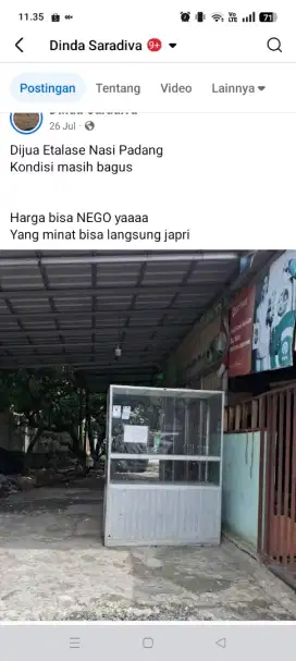 Dijual etalase nasi padang