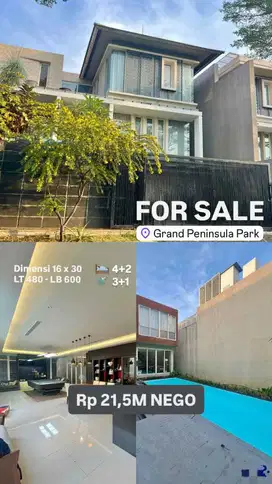 3 Lantai Rumah Elite di Private Cluster Grand Peninsula Park