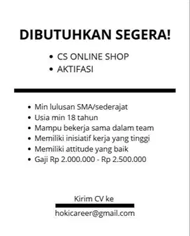 Dibutuhkan segera