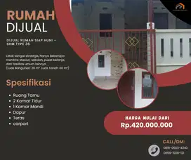 DIJUAL RUMAH SIAP HUNI – SHM TYPE 36