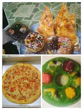 pizza mini,donat mini,brownis mini,agar2 dan puding