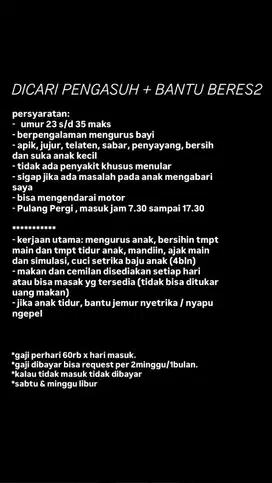 LOWONGAN KERJA PENGASUH + BERES2