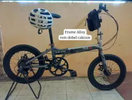 Sepeda lipat frame Alloy, rem dobel cakram