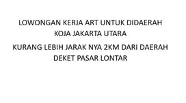 ART HARIAN PULANG PERGI KOJA JAKARTA UTARA