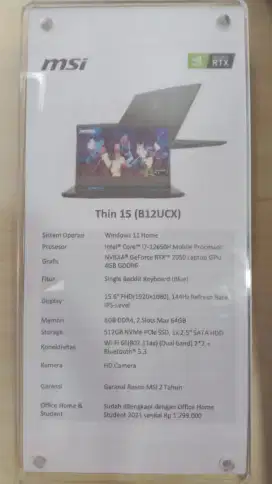 CICILAN LAPTOP MSI 8 64GB PROMO BUNGA 0% FREE 1 KALI ANGSURAN