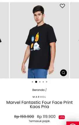 Marvel Fantastic Four Face Print Kaos Pria