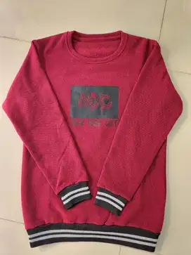Jaket sweater tebal pria cowo size m merah maroon