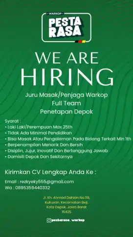 Lowongan kerja penjaga warkop