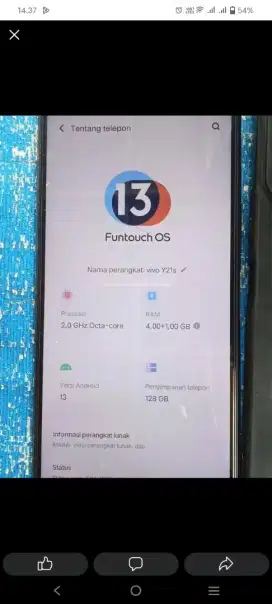 Vivo y21s ram 4'/ 128