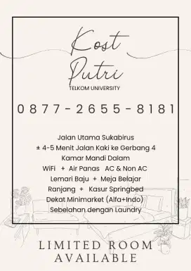 KOS PUTRI TELKOM UNIVERSITY, DKT GERBANG, JLN UTAMA; HARGA PERTAHUN