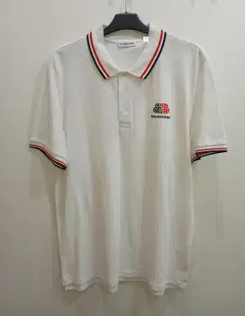 BALENCIAGA TWIN TIPPED WHITE POLO SHIRT