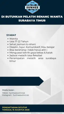 Pelatih Renang Wanita Surabaya
