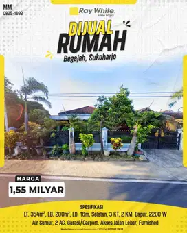 Investasi Terbaik! Rumah Luas Siap Huni di Begajah, Sukoharjo