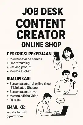 LOWONGAN PEKERJAAN ADMIN ONLINESHOP HOSTLIVE DAN PACKING