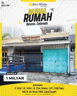 Kesempatan Langka! Rumah Strategis di Jl. Melati, Baturan, Colomadu