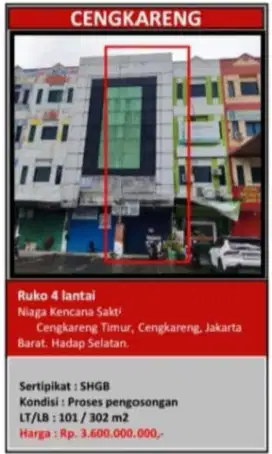 Dijual Ruko Komplek Niaga Kencana Sakti