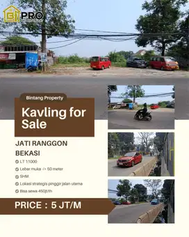 DIJUAL ATAU DISEWAKAN LAHAN 11.000 MTR DI JATIRANGGA BEKASI DEKAT TOL