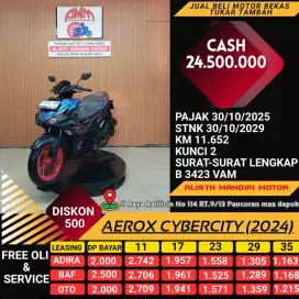 YAMAHA AEROX CYBERCITY 2024, LOW KM, PAJAK ON