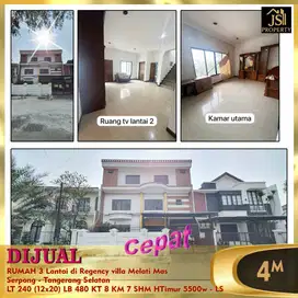DIJUAL RUMAH 3 Lantai di Regency villa Melati Mas Serpong Tgr - LS