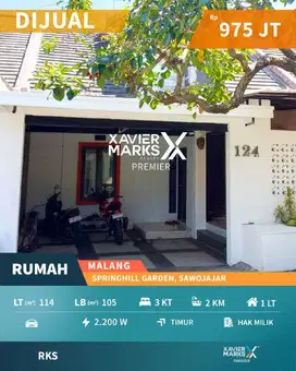 Rumah Minimalis Cantik 1 Lantai di Perum.Spring Hill Sawojajar Malang