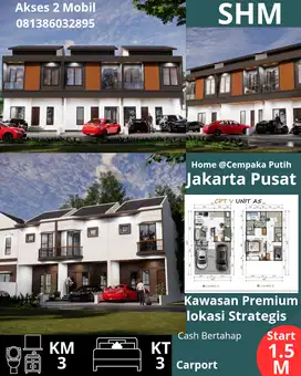 Rumah Mewah Dua Lantai Akses dua Mobil di Cempaka putih Jakarta