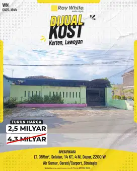 Kesempatan Emas! Kost Strategis di Kerten, Laweyan - Turun Harga!