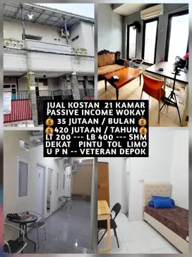 JUAL KOST KOSAN 21 KAMAR DEKAT UPN VETERAN DAN PINTU TOL LIMO DEPOK