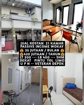 JUAL KOST KOSAN 21 KAMAR DEKAT UPN VETERAN DAN PINTU TOL LIMO DEPOK