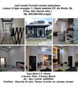 Dijual rumah furnish cluster dipekanbaru jln.fajar arengka 1