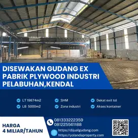 Disewa Gudang Ex Pabrik Plywood Strategis Industri Kendal Luas 19.874m