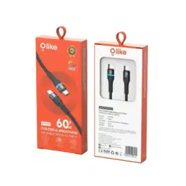 Olike D101CC Kabel Data Charger USB TYPE C To C 1M 60W PD LED Braided