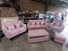 Rafie sofa/sofa Vintage 3,2,1 + meja dan puff